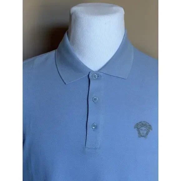 Versace Medusa Piquet Cotton Blue Short Sleeve Polo Shirt 5XL A89507S NWT